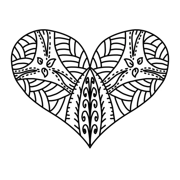 Dibujo Diseño Corazón Ornamental — Vector de stock