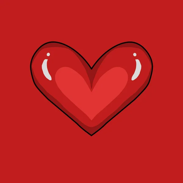 Diseño Simple Del Corazón Ilustración Sobre Fondo Rojo — Vector de stock