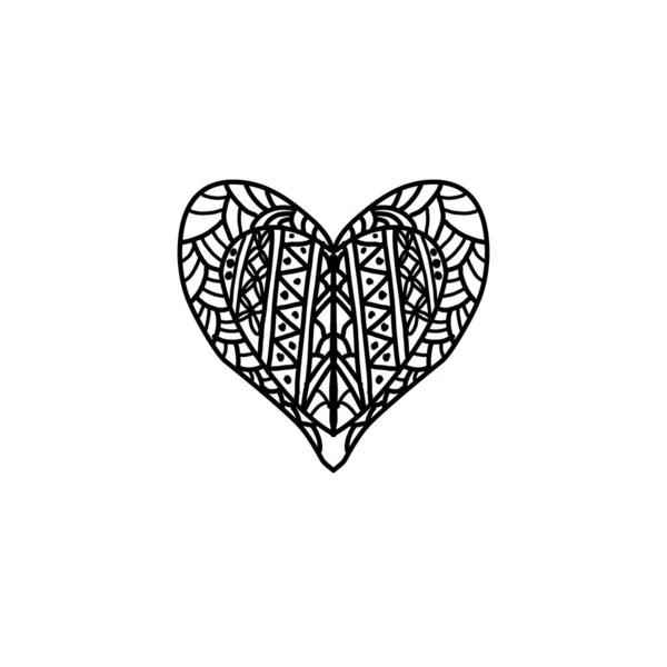 Dibujo Diseño Patrón Ornamental Corazón Sobre Fondo Blanco — Vector de stock