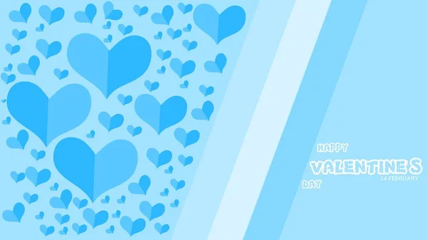 Flat Design Valentine Day Banner Blue Background — Stock Vector