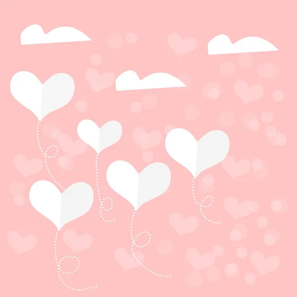 Banner Día San Valentín Diseño Plano Con Corazón Plano Papel — Vector de stock