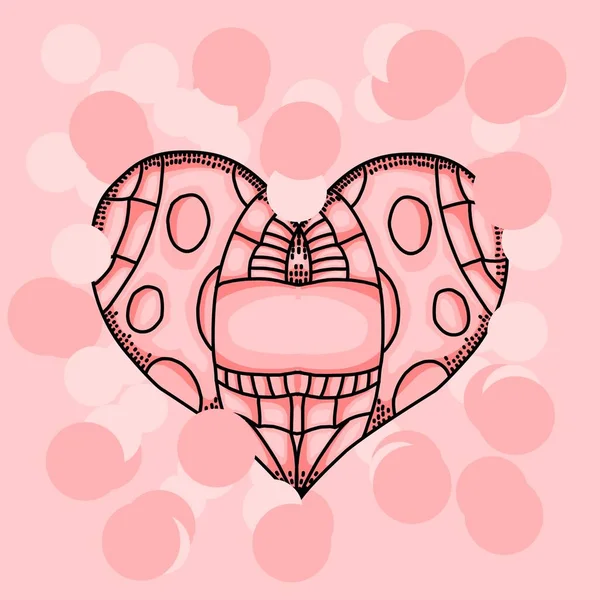 Icono Patrón Ornamental Corazón Sobre Fondo Rosa — Vector de stock