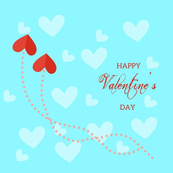 Flat Design Valentine Day Banner Paper Art Style Blue Background — Stock Vector