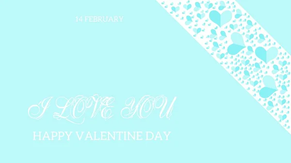 Flat Design Valentine Day Banner Blue Background — Stock Vector