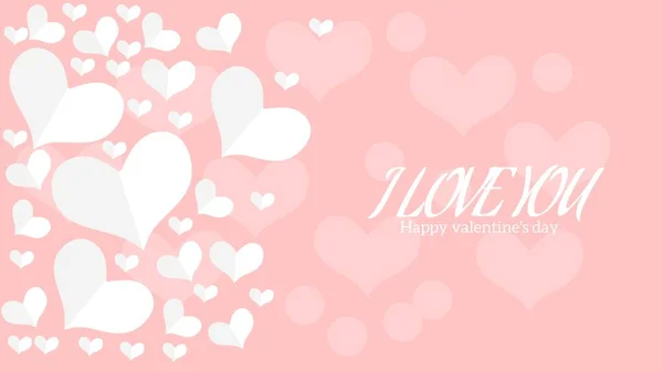 Vlak Ontwerp Valentijnsdag Banner Met Papier Kunst Stijl Roze Achtergrond — Stockvector