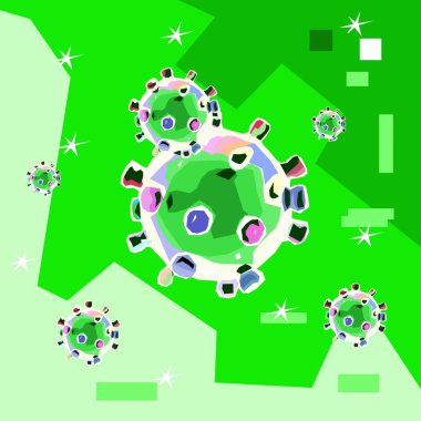 Corona virus in wpap or pop art style on Green background. 