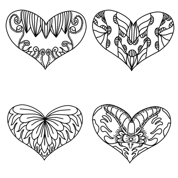 Set of sketch Decoration patterned hearts 