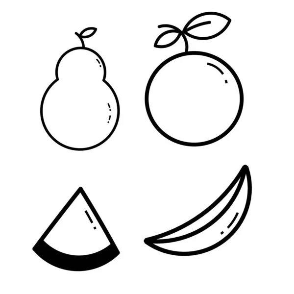 Conjunto Iconos Boceto Frutas Sobre Fondo Blanco — Vector de stock