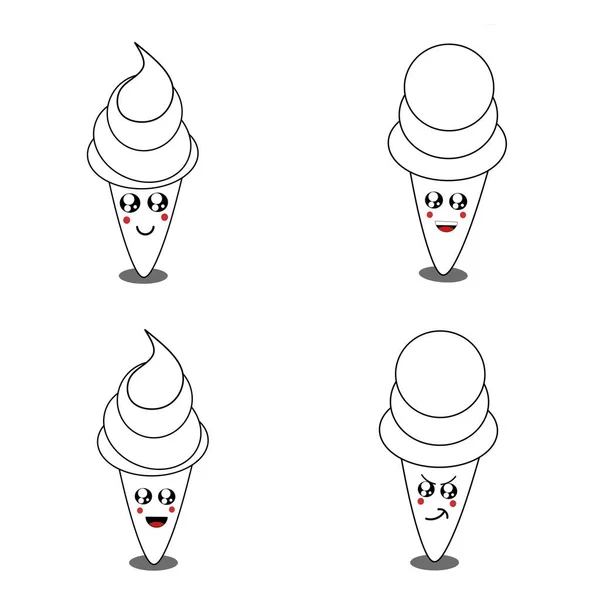 Dibujo Diseño Del Carácter Los Helados Sobre Fondo Blanco — Archivo Imágenes Vectoriales