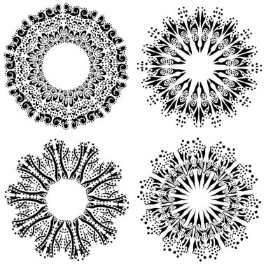 Beyaz arkaplanda tasarım mandalaları 