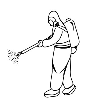 Tüm PPE ile dezenfektan püskürtülüyor 