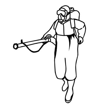 Tüm PPE ile dezenfektan püskürtülüyor 