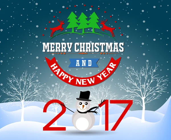 Veselé Vánoce a šťastný nový rok 2017 — Stockový vektor