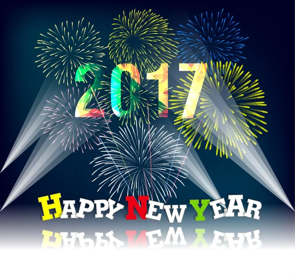 Feliz año nuevo 2017 con Fuegos artificiales — Archivo Imágenes Vectoriales