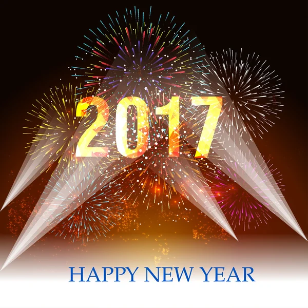 Feliz año nuevo 2017 con Fuegos artificiales — Vector de stock
