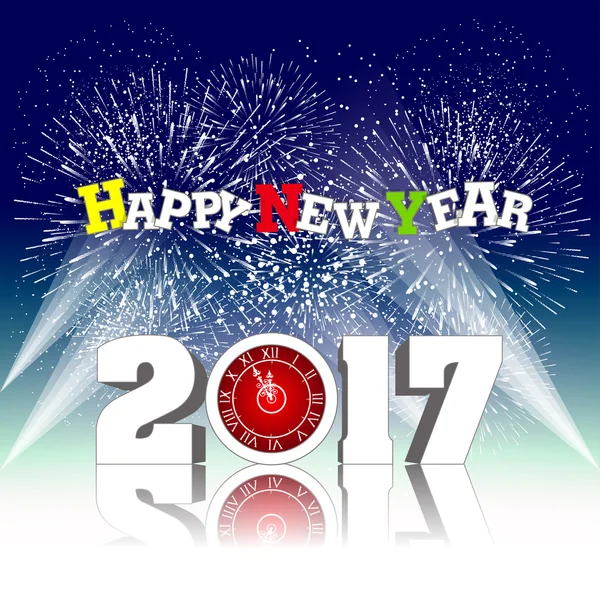 Šťastný nový rok 2017 s ohňostrojem — Stockový vektor