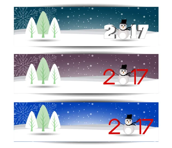 Three banners set for new year and Merry Christmas — Stock Vector