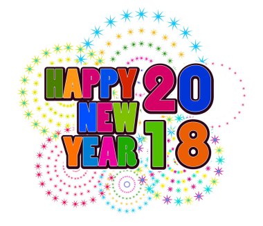 Vektör - mutlu yeni yıl 2018, çizim