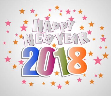 Vektör - mutlu yeni yıl 2018, çizim