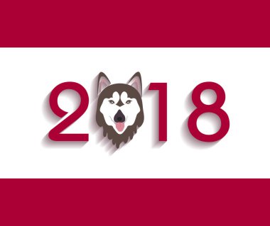 Happy new year 2018 year of dog. clipart