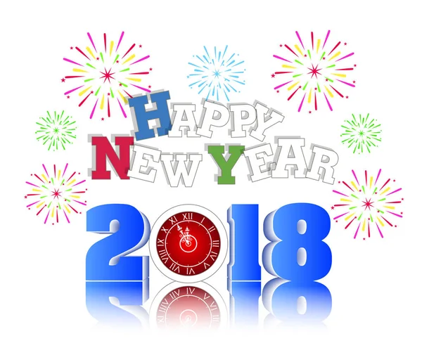 Vuurwerk voor gelukkig nieuw jaar 2018 — Stockvector