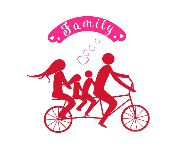 Szczęśliwa rodzina na rower — Wektor stockowy