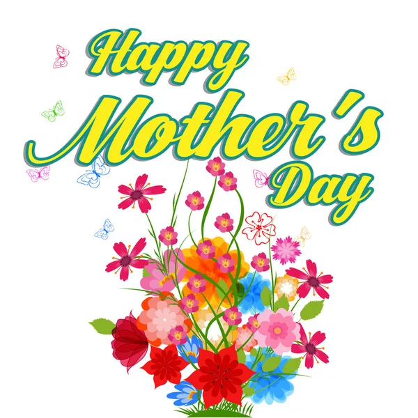 Feliz Dia das Mães. Dia das mães cartão de saudação com flores — Vetor de Stock
