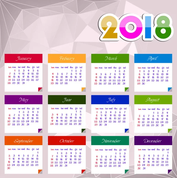 Calendario 2018 feliz año nuevo Vector Illustration — Vector de stock