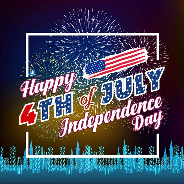 Πυροτεχνήματα με φόντο για την ημέρα ανεξαρτησίας της ΗΠΑ. Γιορτάσει τέταρτο του Ιουλίου — Διανυσματικό Αρχείο