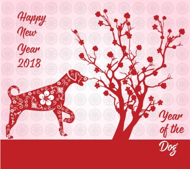 Mutlu çene yeni yıl 2018 kart yıl köpek.