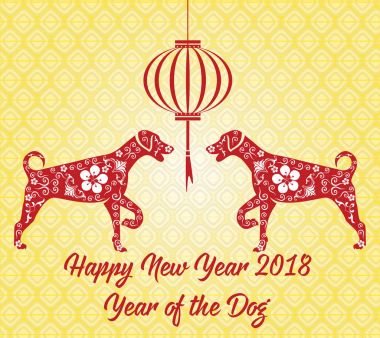 Mutlu çene yeni yıl 2018 kart yıl köpek.