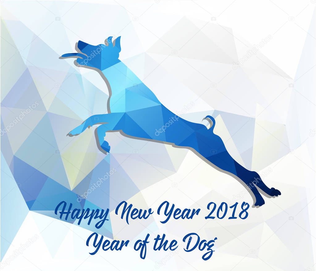 Happy Chinese new year 2018 card year of dog.