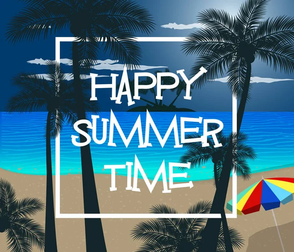 Fondo de pantalla de verano feliz con palmera . — Vector de stock