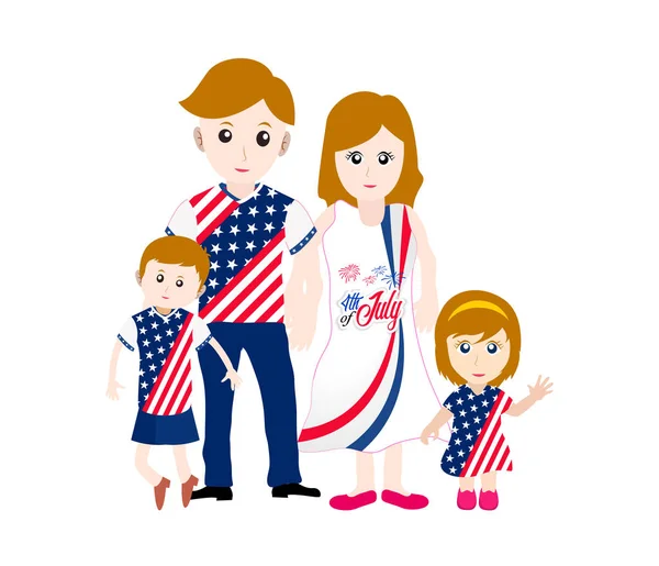 Feliz dia da independência com o desgaste da família t-shirt Estados Unidos . — Vetor de Stock
