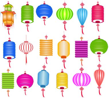 Çince fenerler beyaz bir arka plan üzerinde orta Sonbahar Festivali için kağıt