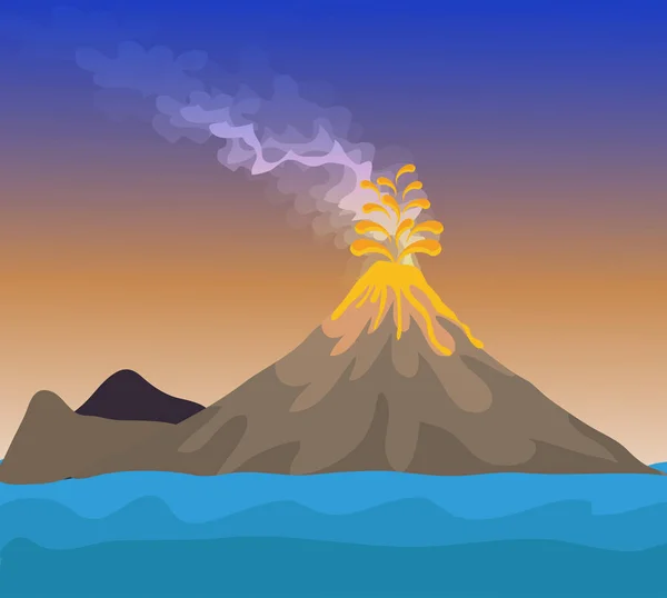 Vecteur - Éruption du volcan avec illustration de lave chaude — Image vectorielle