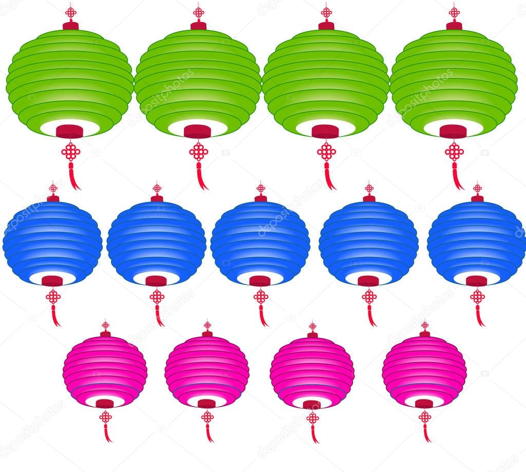 Chinese paper lanterns for mid autumn festival on a white background