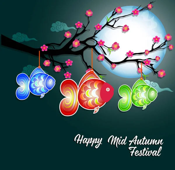 Fondo tradicional para las tradiciones del Festival de Otoño Medio Chino o Festival de la Linterna — Archivo Imágenes Vectoriales