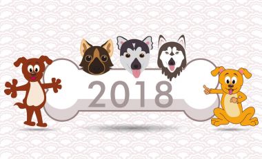 Mutlu yeni yıl köpek kemik ile 2018 yıl