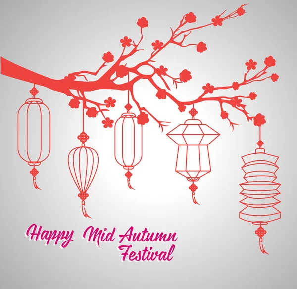 A hagyományok, a kínai közép-őszi fesztivál vagy a Lámpás Fesztivál hagyományos háttér — Stock Vector