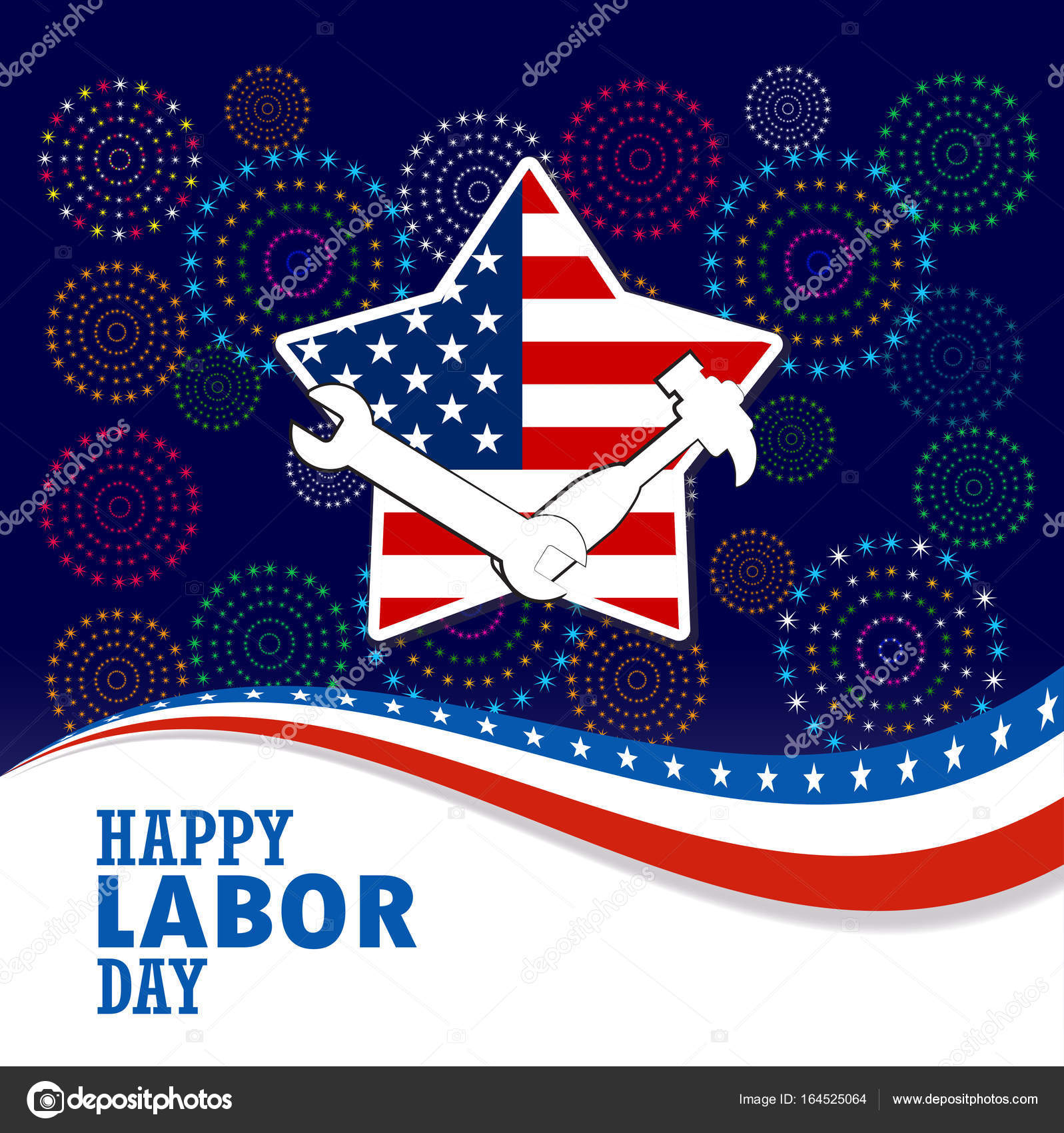 Happy larbor day with firework background. Stock Vector Image by