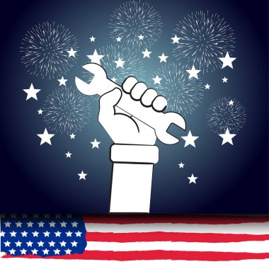 mutlu larbor gün havai fişek arka plan ile.