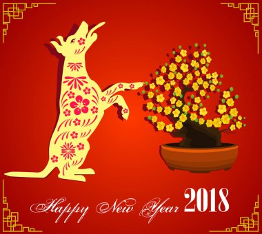 Mutlu yeni yıl 2018 yıl köpek. Çin yeni yılı. Ay yeni yıl .