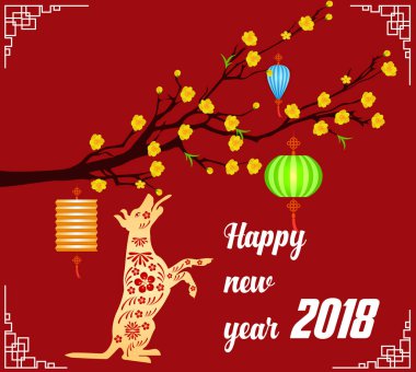 Mutlu yeni yıl 2018 yıl köpek. Çin yeni yılı. Ay yeni yıl .