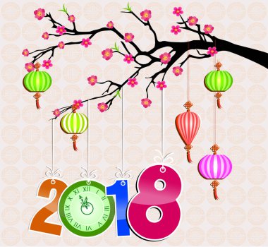 Mutlu yeni yıl 2018 yıl köpek. Çin yeni yılı. Ay yeni yıl .