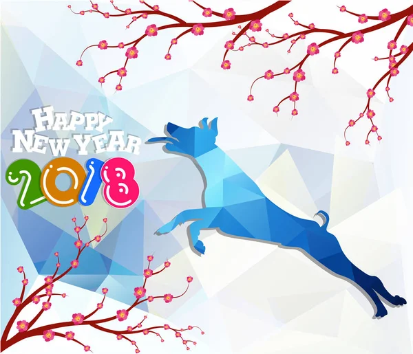 Šťastný nový rok 2018 rok psa. Čínský Nový rok. Lunární nový rok . — Stockový vektor