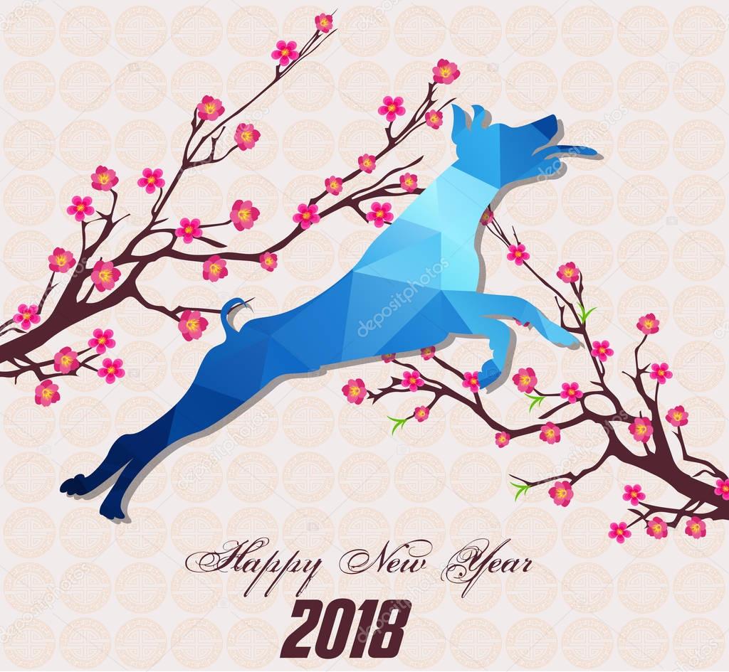 Happy  new year 2018 year of the dog. Chinese New Year . Lunar new year .