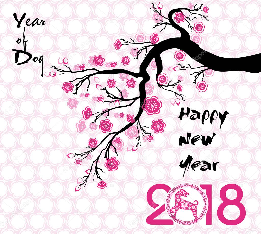 Happy  new year 2018 year of the dog. Chinese New Year . Lunar new year .