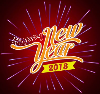 Mutlu yeni yıl 2018 havai fişek arka plan ile