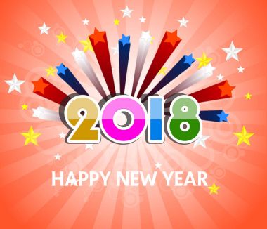 Mutlu yeni yıl 2018 havai fişek arka plan ile